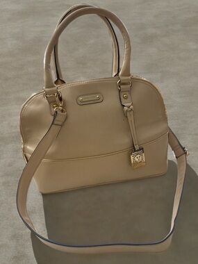 Anne Klein  Beige Dome Satchel with Detachable Strap